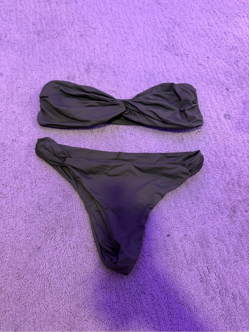 Strapless Army Green Bandeau Bikini Set - Women Swim